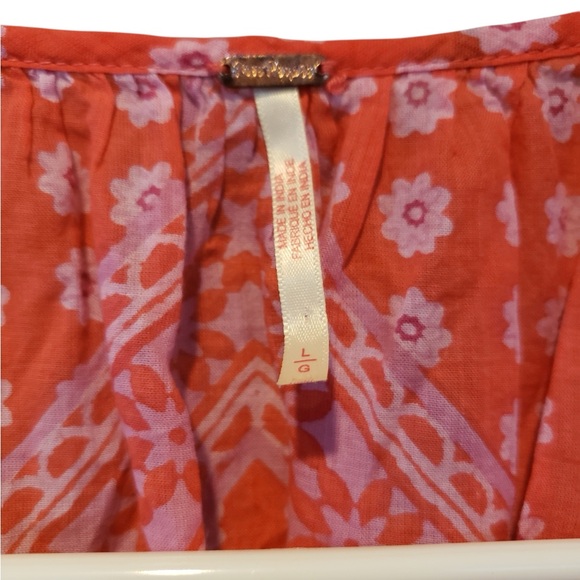 Free People Red and Pink Patterned Blouse - Picture 3 of 3